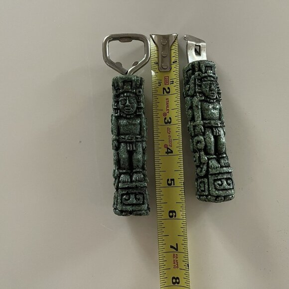 Aztec Mayan Totem Bottle Opener Green Tiki Vintage Resin Barware Luau Party - Picture 4 of 11